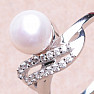 Prsten stříbrný s bílou perlou a zirkony Ag 925 017135 WP