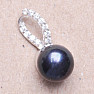 Přívěsek stříbrný s černou perlou a zirkony Ag 925 015666 BP