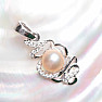 Přívěsek stříbrný s růžovou perlou a zirkony Ag 925 09711 PP