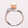 Prsten stříbrný s růžovou perlou a zirkony Ag 925 017135 PP