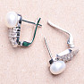 Náušnice stříbrné s bílou perlou a zirkony Ag 925 08428 WP