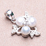 Přívěsek stříbrný s bílými perlami a zirkony Ag 925 014563 WP