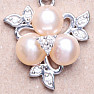 Přívěsek stříbrný s růžovými perlami a zirkony Ag 925 014563 PP
