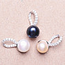 Přívěsek stříbrný s růžovou perlou a zirkony Ag 925 015666 PP