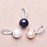 Přívěsek stříbrný s bílou perlou a zirkony Ag 925 015666 WP
