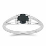Prsten stříbrný s broušeným černým safírem a zirkony Ag 925 015090 BLS