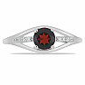 Prsten stříbrný s broušeným granátem a zirkony Ag 925 010436 GT