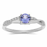 Prsten stříbrný s broušeným tanzanitem a zirkony Ag 925 012722 TZ
