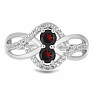 Prsten stříbrný s broušeným granátem a zirkony Ag 925 013424 GT