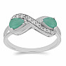 Prsten stříbrný s broušeným smaragdem Ag 925 016796 EM