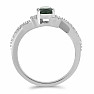 Prsten stříbrný s broušeným chromdiopsidem a zirkony Ag 925 030163 DIO