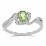 Prsten stříbrný s broušeným olivínem a zirkony Ag 925 030163 PD