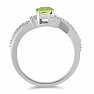 Prsten stříbrný s broušeným olivínem a zirkony Ag 925 030163 PD