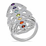 Čakrový prsten přímka zdobená rhodiované stříbro Ag 925