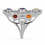 Čakrový prsten květinová Mandala rhodiované stříbro Ag 925