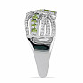 Prsten stříbrný s broušeným olivínem a zirkony Ag 925 048101 PD