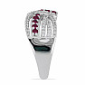 Prsten stříbrný s broušeným rubínem a zirkony Ag 925 048101 RB