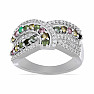 Prsten stříbrný s broušenými vícebarevnými turmalíny a zirkony Ag 925 048101 MT