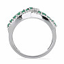 Prsten stříbrný s broušeným smaragdem a zirkony Ag 925 048101 EM