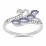 Prsten stříbrný s broušenými tanzanity a zirkony Ag 925 026347 TZ