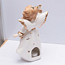 Svícen porcelánový na čajové svíčky Anděl bílý se zvonečkem 22 cm
