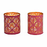 Svícen kovový Vějířovitý vzor na čajové a votivní svíčky sytě růžový