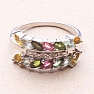 Prsten stříbrný s broušenými vícebarevnými turmalíny a zirkony Ag 925 014779 MT