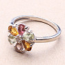 Prsten stříbrný Kytička s broušenými vícebarevnými turmalíny a zirkonem Ag 925 015216 MT