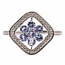 Prsten stříbrný s broušenými tanzanity a zirkony Rhodium line Ag 925 016530 TZ-Z