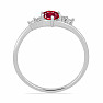 Prsten stříbrný s broušeným rubínem a zirkony  Ag 925 011580 RB