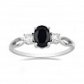 Prsten stříbrný s broušeným černým safírem a velkými zirkony Ag 925 012108 BLS