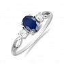 Prsten stříbrný s broušeným modrým safírem a velkými zirkony Ag 925 012108 BS