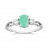Prsten stříbrný s broušeným smaragdem a zirkony Ag 925 012108 EM