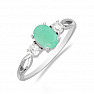 Prsten stříbrný s broušeným smaragdem a zirkony Ag 925 012108 EM