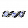 Prsten stříbrný s broušenými tanzanity a spinely Rhodium line Ag 925 018343 TZ
