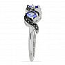 Prsten stříbrný s broušenými tanzanity a spinely Rhodium line Ag 925 018343 TZ