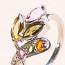 Prsten stříbrný s broušenými vícebarevnými turmalíny Ag 925 023241 MT