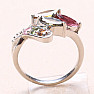 Prsten stříbrný s broušenými vícebarevnými turmalíny Ag 925 023241 MT