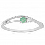 Prsten stříbrný s broušeným smaragdem a zirkonem Ag 925 031121 EM