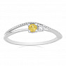 Prsten stříbrný s broušeným žlutým safírem a zirkonem Ag 925 031121 YS