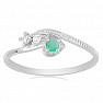 Prsten stříbrný s broušeným smaragdem a zirkony Ag 925 031131 EM